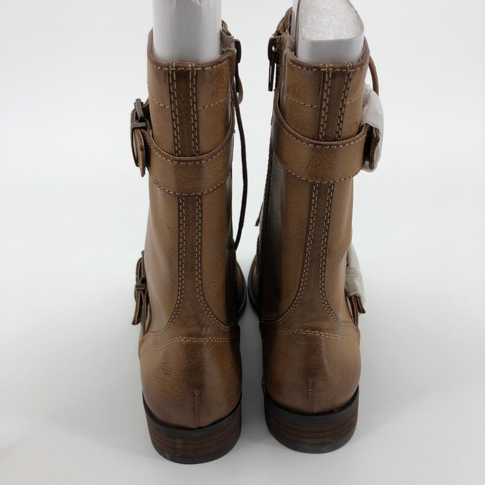 Sole Society Tan Synthetic Combat & Moto Boots | New Without Tags - Picture 4 of 7